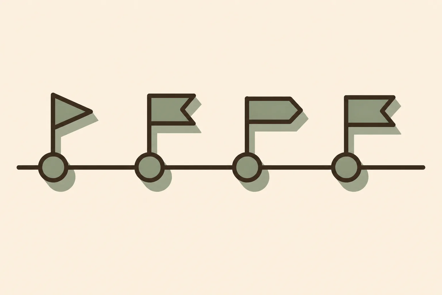 Illustration of a timeline with flag markers